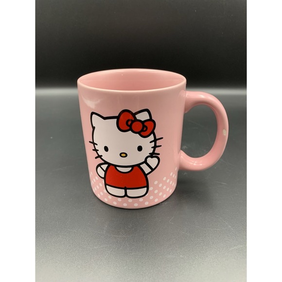 Hello Kitty Other - Hello Kitty Sanrio 2011 Pink & White Polka Dot 12oz Ceramic Mug Cup